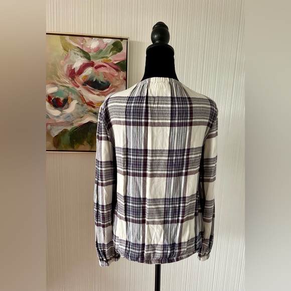 Cloth and Stone for Anthroplogie medium purple & white plaid long sleeved - Picture 7 of 10